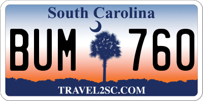 SC license plate BUM760