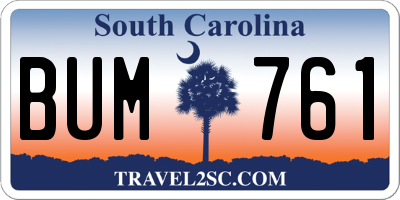 SC license plate BUM761