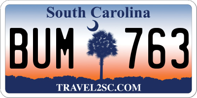 SC license plate BUM763