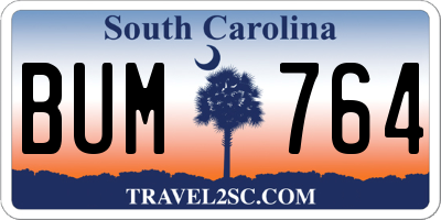 SC license plate BUM764