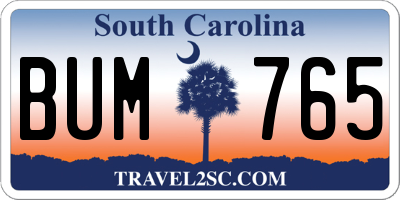 SC license plate BUM765