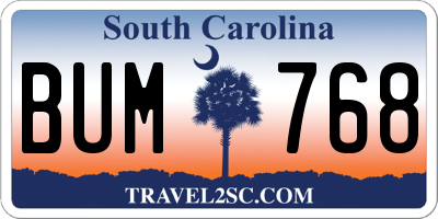 SC license plate BUM768