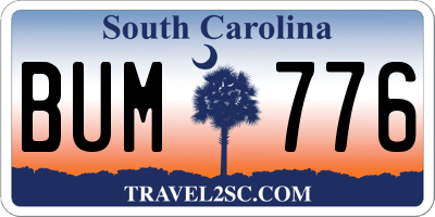SC license plate BUM776