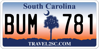 SC license plate BUM781