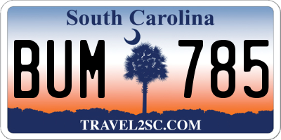 SC license plate BUM785