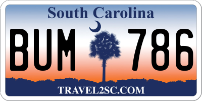 SC license plate BUM786