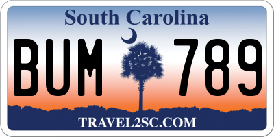 SC license plate BUM789