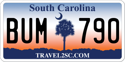 SC license plate BUM790