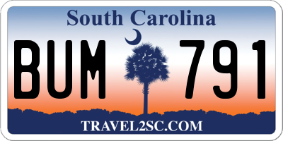 SC license plate BUM791