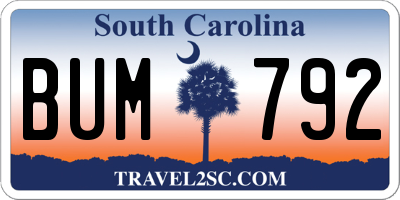 SC license plate BUM792