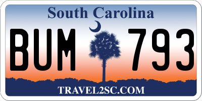SC license plate BUM793