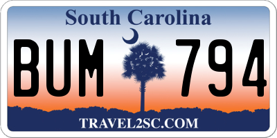 SC license plate BUM794
