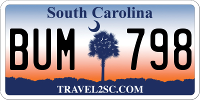 SC license plate BUM798