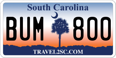 SC license plate BUM800