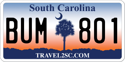 SC license plate BUM801
