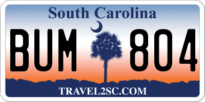 SC license plate BUM804
