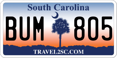 SC license plate BUM805