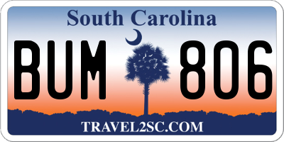 SC license plate BUM806