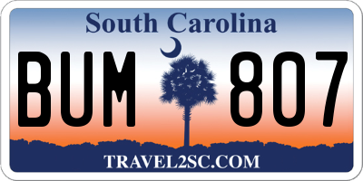 SC license plate BUM807