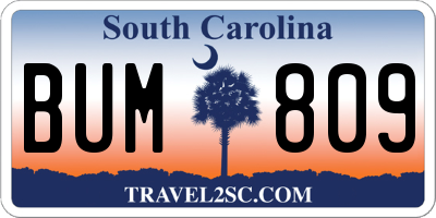 SC license plate BUM809