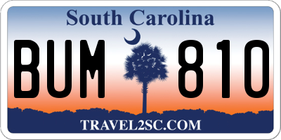 SC license plate BUM810