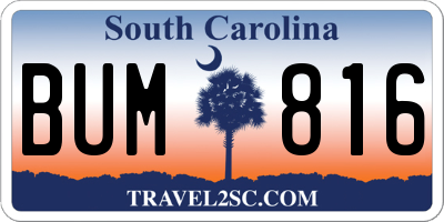 SC license plate BUM816