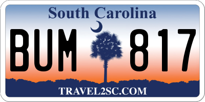SC license plate BUM817