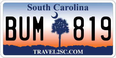 SC license plate BUM819