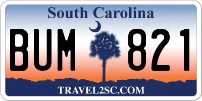 SC license plate BUM821
