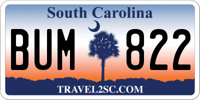 SC license plate BUM822