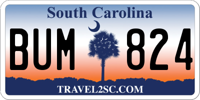 SC license plate BUM824