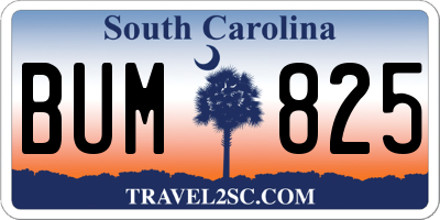 SC license plate BUM825