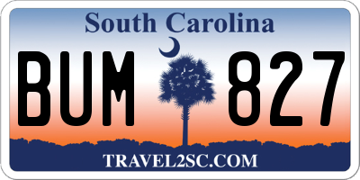 SC license plate BUM827