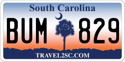 SC license plate BUM829