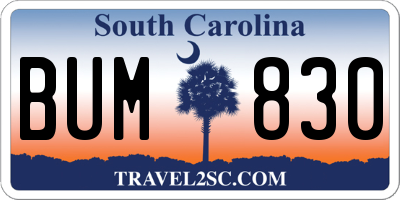 SC license plate BUM830
