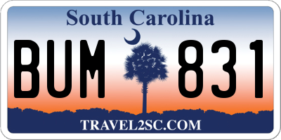 SC license plate BUM831