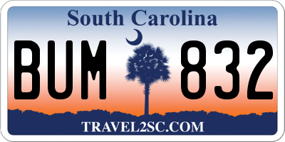 SC license plate BUM832