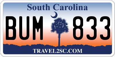 SC license plate BUM833