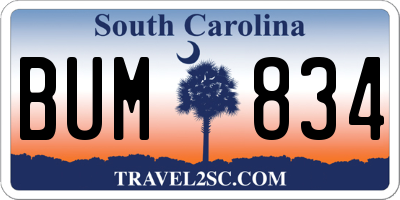SC license plate BUM834
