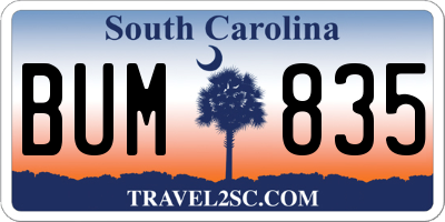 SC license plate BUM835
