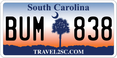 SC license plate BUM838