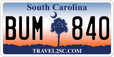 SC license plate BUM840