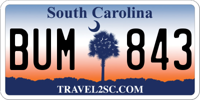 SC license plate BUM843