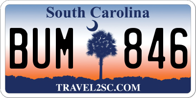 SC license plate BUM846