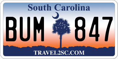 SC license plate BUM847