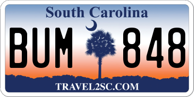 SC license plate BUM848