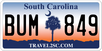 SC license plate BUM849
