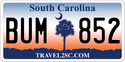SC license plate BUM852