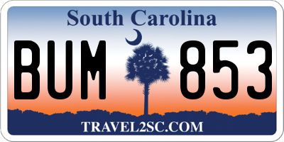 SC license plate BUM853
