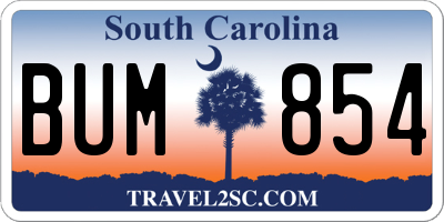 SC license plate BUM854